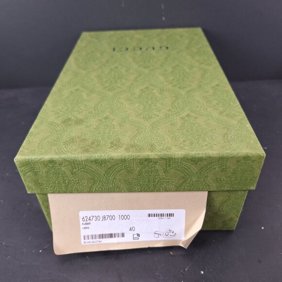 Gucci Rubber Block Heel Platform Logo Slide Sandals Womens Size 40 Black - Picture 14 of 15